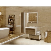 Комплект мебели белый глянец/таксония темная 80 см Акватон Капри 1A230201KPDB0 + 1WH302251 + 1A230402KPDB0