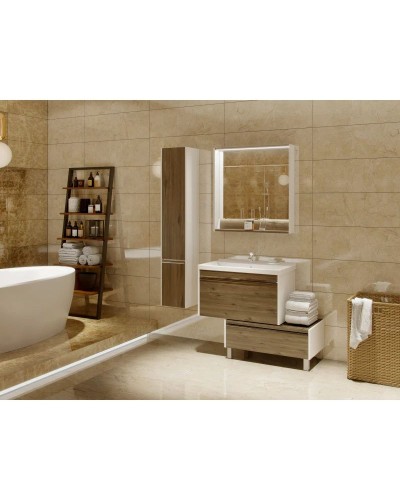 Комплект мебели белый глянец/таксония темная 80 см Акватон Капри 1A230201KPDB0 + 1WH302251 + 1A230402KPDB0