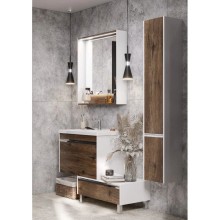 Комплект мебели белый глянец/таксония темная 80 см Акватон Капри 1A230201KPDB0 + 1WH302251 + 1A230402KPDB0