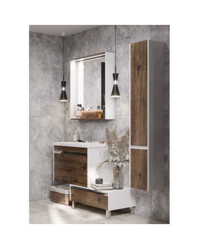 Комплект мебели белый глянец/таксония темная 80 см Акватон Капри 1A230201KPDB0 + 1WH302251 + 1A230402KPDB0