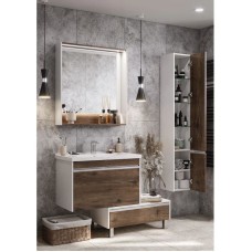 Комплект мебели белый глянец/таксония темная 80 см Акватон Капри 1A230201KPDB0 + 1WH302251 + 1A230402KPDB0