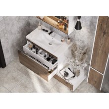 Комплект мебели белый глянец/таксония темная 80 см Акватон Капри 1A230201KPDB0 + 1WH302251 + 1A230402KPDB0