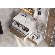 Комплект мебели белый глянец/таксония темная 80 см Акватон Капри 1A230201KPDB0 + 1WH302251 + 1A230402KPDB0