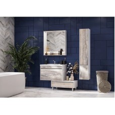 Комплект мебели белый глянец/бетон пайн 80 см Акватон Капри 1A230201KPDA0 + 1WH302251 + 1A230402KPDA0