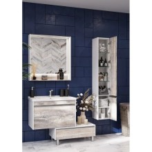 Комплект мебели белый глянец/бетон пайн 80 см Акватон Капри 1A230201KPDA0 + 1WH302251 + 1A230402KPDA0