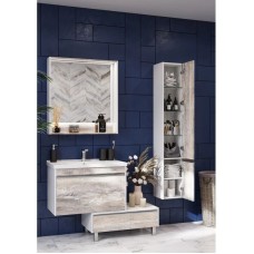 Комплект мебели белый глянец/бетон пайн 80 см Акватон Капри 1A230201KPDA0 + 1WH302251 + 1A230402KPDA0