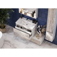 Комплект мебели белый глянец/бетон пайн 80 см Акватон Капри 1A230201KPDA0 + 1WH302251 + 1A230402KPDA0