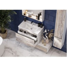 Комплект мебели белый глянец/бетон пайн 80 см Акватон Капри 1A230201KPDA0 + 1WH302251 + 1A230402KPDA0