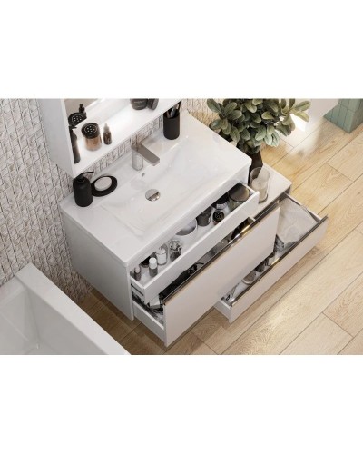 Комплект мебели белый глянец 80 см Акватон Капри 1A230201KP010 + 1WH302251 + 1A230402KP010