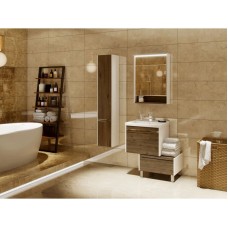 Комплект мебели белый глянец/таксония темная 60 см Акватон Капри 1A230101KPDB0 + 1WH302421 + 1A230302KPDB0