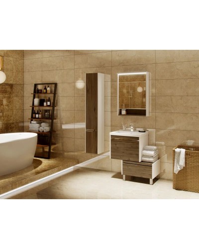 Комплект мебели белый глянец/таксония темная 60 см Акватон Капри 1A230101KPDB0 + 1WH302421 + 1A230302KPDB0