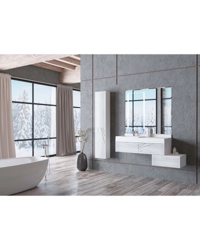 Комплект мебели белый глянец/ольха наварра 100 см Акватон Сакура 1A234901SKW80 + 1A71973KSK010 + 1A235102SKW80