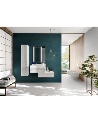 Комплект мебели белый глянец/ольха наварра 80 см Акватон Сакура 1A236401SKW80 + 1A71993KSK010 + 1A236502SKW80