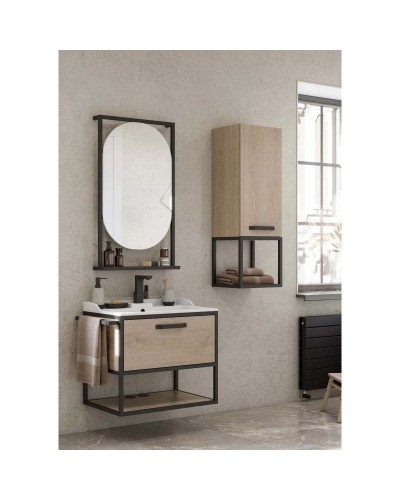 Комплект мебели дуб эндгрейн/черный 65,3 см Акватон Лофт Фабрик 1A242301LTDU0 + 1A708731FB010 + 1A242502LTDU0