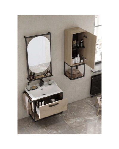 Комплект мебели дуб эндгрейн/черный 65,3 см Акватон Лофт Фабрик 1A242301LTDU0 + 1A708731FB010 + 1A242502LTDU0