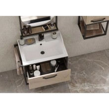 Комплект мебели дуб эндгрейн/черный 65,3 см Акватон Лофт Фабрик 1A242301LTDU0 + 1A708731FB010 + 1A242502LTDU0