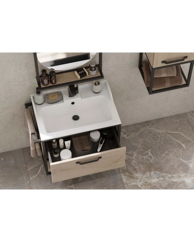 Комплект мебели дуб эндгрейн/черный 65,3 см Акватон Лофт Фабрик 1A242301LTDU0 + 1A708731FB010 + 1A242502LTDU0