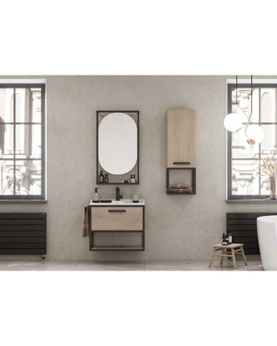 Комплект мебели дуб эндгрейн/черный 65,3 см Акватон Лофт Фабрик 1A242301LTDU0 + 1A708731FB010 + 1A242502LTDU0