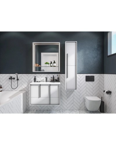 Комплект мебели белый матовый 80 см Акватон Ривьера 1A239001RVX20 + 732799C000 + 1A239102RVX20