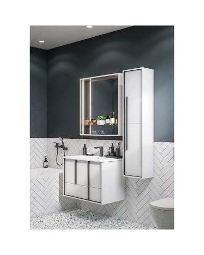 Комплект мебели белый матовый 80 см Акватон Ривьера 1A239001RVX20 + 732799C000 + 1A239102RVX20