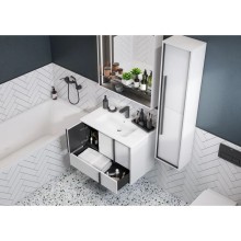 Комплект мебели белый матовый 80 см Акватон Ривьера 1A239001RVX20 + 732799C000 + 1A239102RVX20