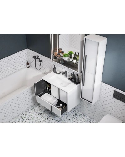 Комплект мебели белый матовый 80 см Акватон Ривьера 1A239001RVX20 + 732799C000 + 1A239102RVX20