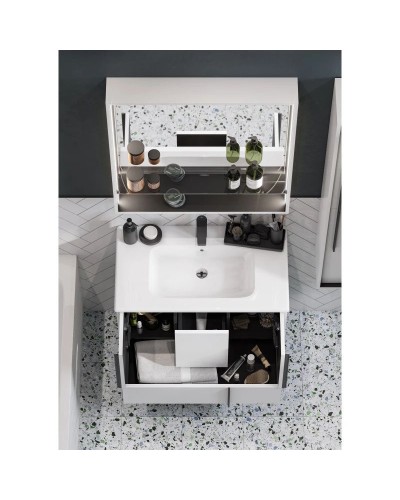 Комплект мебели белый матовый 80 см Акватон Ривьера 1A239001RVX20 + 732799C000 + 1A239102RVX20