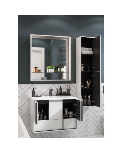 Комплект мебели белый матовый 80 см Акватон Ривьера 1A239001RVX20 + 732799C000 + 1A239102RVX20