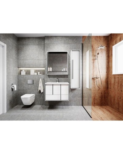 Комплект мебели белый матовый 80 см Акватон Ривьера 1A239001RVX20 + 732799C000 + 1A239102RVX20