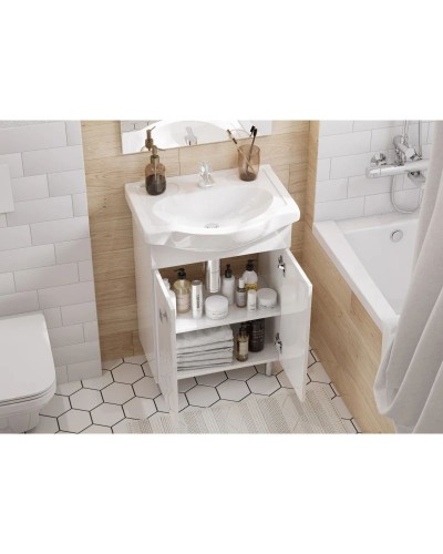 Комплект мебели белый глянец 60,5 см Акватон Фиджи 1A179601FG010 + 1WH110268 + 1A179502FG010