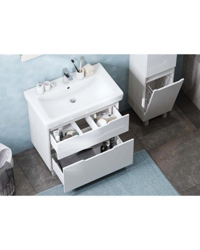 Комплект мебели белый/выбеленное дерево 80 см Акватон Дакота 1A202901DAAY0 + 1WH302084 + 1A203102DA010