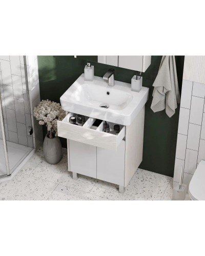 Комплект мебели белый глянец/ясень фабрик 60 см Акватон Верди 1A207701VDAV0 + 1WH302186 + 1A206902VDAV0