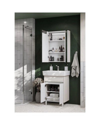 Комплект мебели белый глянец/ясень фабрик 60 см Акватон Верди 1A207701VDAV0 + 1WH302186 + 1A206902VDAV0