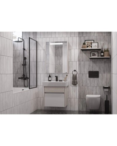 Комплект мебели белый глянец/ясень фабрик 60 см Акватон Верди 1A206701VDAV0 + 1WH302186 + 1A206902VDAV0