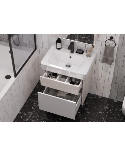 Комплект мебели белый глянец/ясень фабрик 60 см Акватон Верди 1A206701VDAV0 + 1WH302186 + 1A206902VDAV0