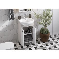 Комплект мебели белый глянец/дуб сомерсет 50,5 см Акватон Бекка 1A210801BAC20 + 1WH207781 + 1A214502BAC20