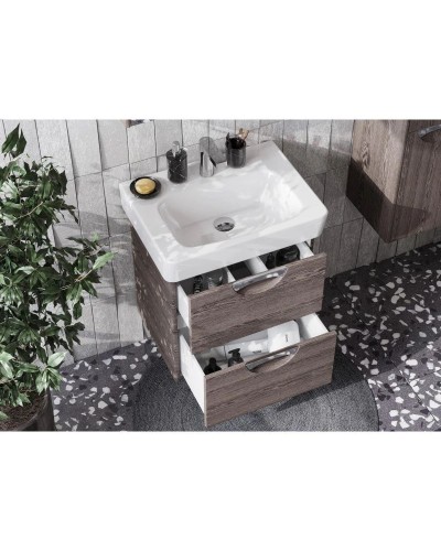 Комплект мебели дуб макиато 60 см Акватон Сильва 1A211801SIW50 + 1WH302186 + 1A216202SIW50