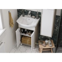 Комплект мебели белый глянец/ясень фабрик 50,5 см Акватон Рико 1A212401RIB90 + 1WH207781 + 1A212302RIB90