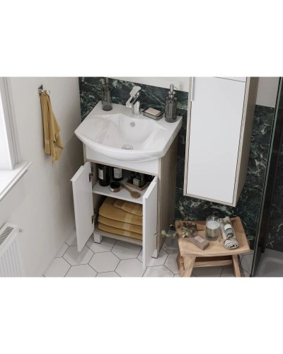 Комплект мебели белый глянец/ясень фабрик 50,5 см Акватон Рико 1A212401RIB90 + 1WH207781 + 1A212302RIB90