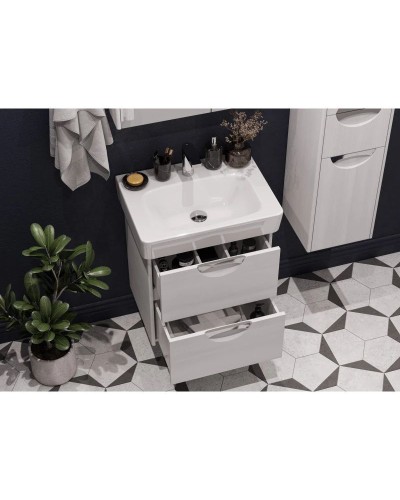 Комплект мебели дуб полярный 60 см Акватон Сильва 1A211801SIW70 + 1WH302186 + 1A216202SIW70