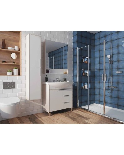 Комплект мебели белый глянец/ясень фабрик 80,5 см Акватон Рико 1A215401RIB90 + 1WH207783 + 1A215302RIB90