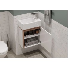 Комплект мебели белый глянец/эбони светлый 46 см Акватон Эклипс 1A172801EK49R + 1WH301972 + 1A129002EK010