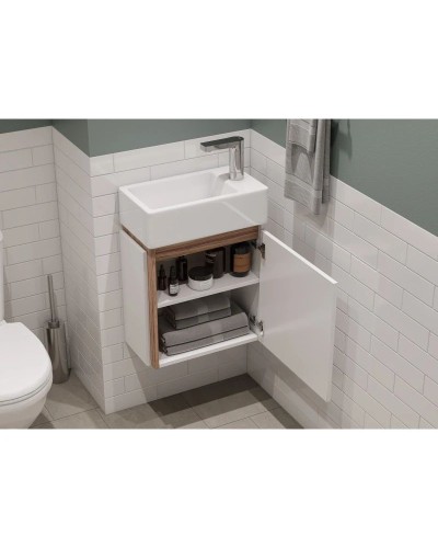 Комплект мебели белый глянец/эбони светлый 46 см Акватон Эклипс 1A172801EK49R + 1WH301972 + 1A129002EK010