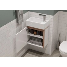 Комплект мебели белый глянец/эбони светлый 46 см Акватон Эклипс 1A172801EK49L + 1WH301972 + 1A129002EK010