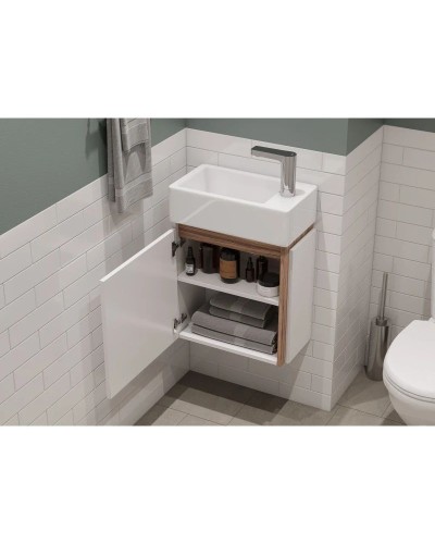 Комплект мебели белый глянец/эбони светлый 46 см Акватон Эклипс 1A172801EK49L + 1WH301972 + 1A129002EK010