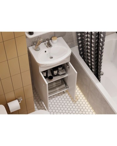 Комплект мебели белый глянец 45 см Акватон Мира 1A104401MR010 + 1.WH11.2.449 + 1A019802MR010