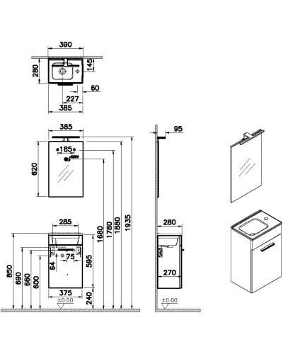 Комплект мебели кордоба 39 см VitrA Mia 75064
