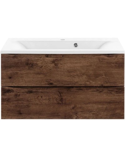 Комплект мебели темный дуб 90 см Vincea Mia VMC-2MA900RW + VCB-3M900W + VLM-3VN900