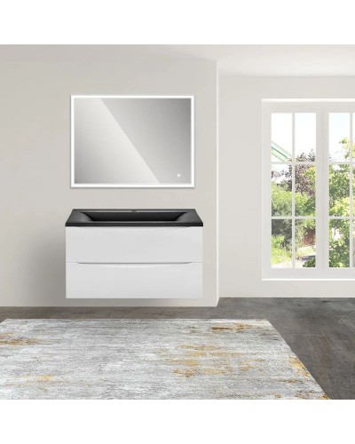 Комплект мебели белый глянец 90 см Vincea Mia VMC-2MA900GW + VCB-3M900B + VLM-3VN900