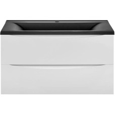 Комплект мебели белый глянец 90 см Vincea Mia VMC-2MA900GW + VCB-3M900B + VLM-3VN900